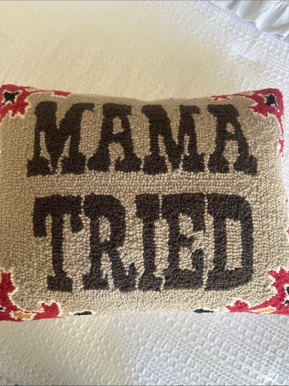 Peking Handicrafts "Mama Tried" Hook Accent Pillow